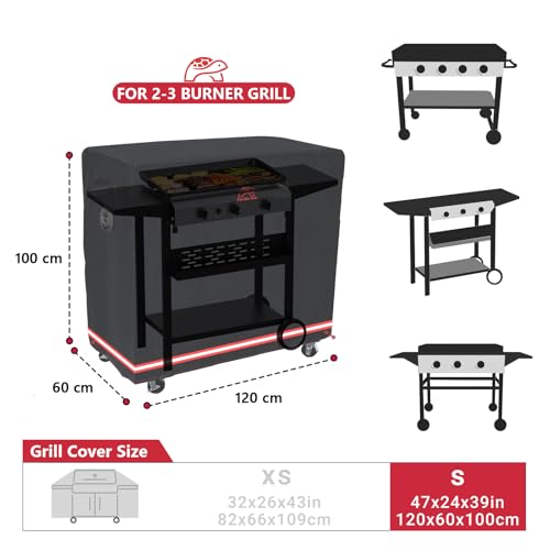 Heavy Duty Black BBQ Grill Cover for Gas Grills, 46" Flat Top Anti-Fading Waterproof