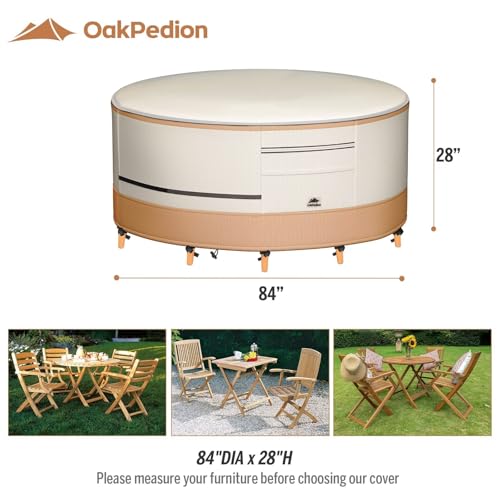 Durable 800D Ripstop Patio Furniture Covers 100% Waterproof, Set of 2 for 84"DIA Table & 4 Chairs