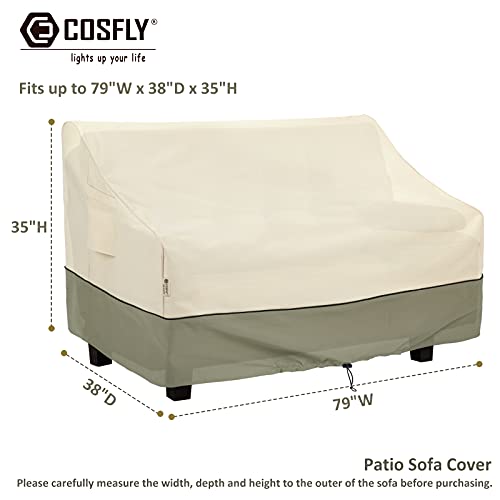 COSFLY Waterproof Outdoor 3-Seater Sofa Cover Fits Up to 79W x 38D x 35H Inches