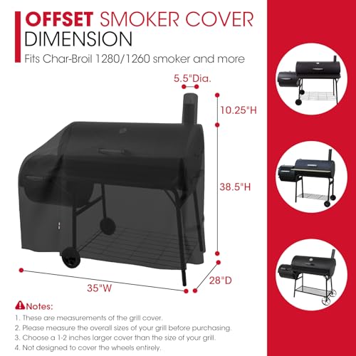 Unicook Heavy Duty 60 Inch Offset Smoker Grill Cover, Black, Waterproof & Fade Resistant