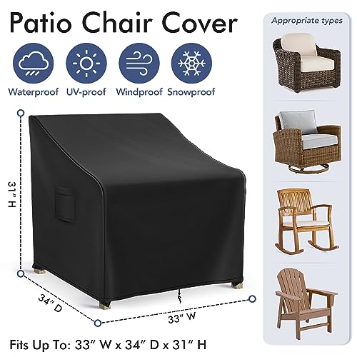 Waterproof Patio Furniture Covers, Black, 2-Pack Fit Up to 33W x 34D x 31H inches